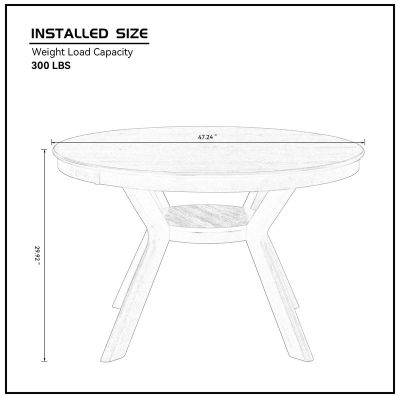 47.24'' Round Rubber Wood Dining Table, photo 8 of 8