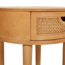 Cabana - Round Cane Storage Side Table - Natural Brown Oak by HouseOfZazla