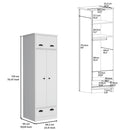 Dresser Closet With Upper Storage Covered With 1 Door, 2 Central Shelves, 1 Tube For Hanging Clothes Covered By 2 Doors, 1 Drawer At The Bottom - White by HouseOfZazla