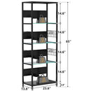 4 Tier Display Shelf With RGB Lights, LED Lighted Curio Cabinet With Adjustable Storage Box & Hooks - Black