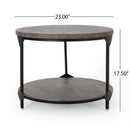 Coffee Table With Wood Patterned Tabletop And Iron Frame - Gray