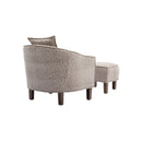 Accent Chair with Ottoman, Mid Century Modern Barrel Chair Upholstered Club Tub Round Arms Chair for Living Room