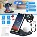 Wireless Charger 3 in 1 Charger Stand 15W Fast Charging Station Dock for iWatch Series 5/4/3/2/1 AirPods iPhone 11/11 Pro/Xs/X Max/XR/X/8/8Plus Samsun