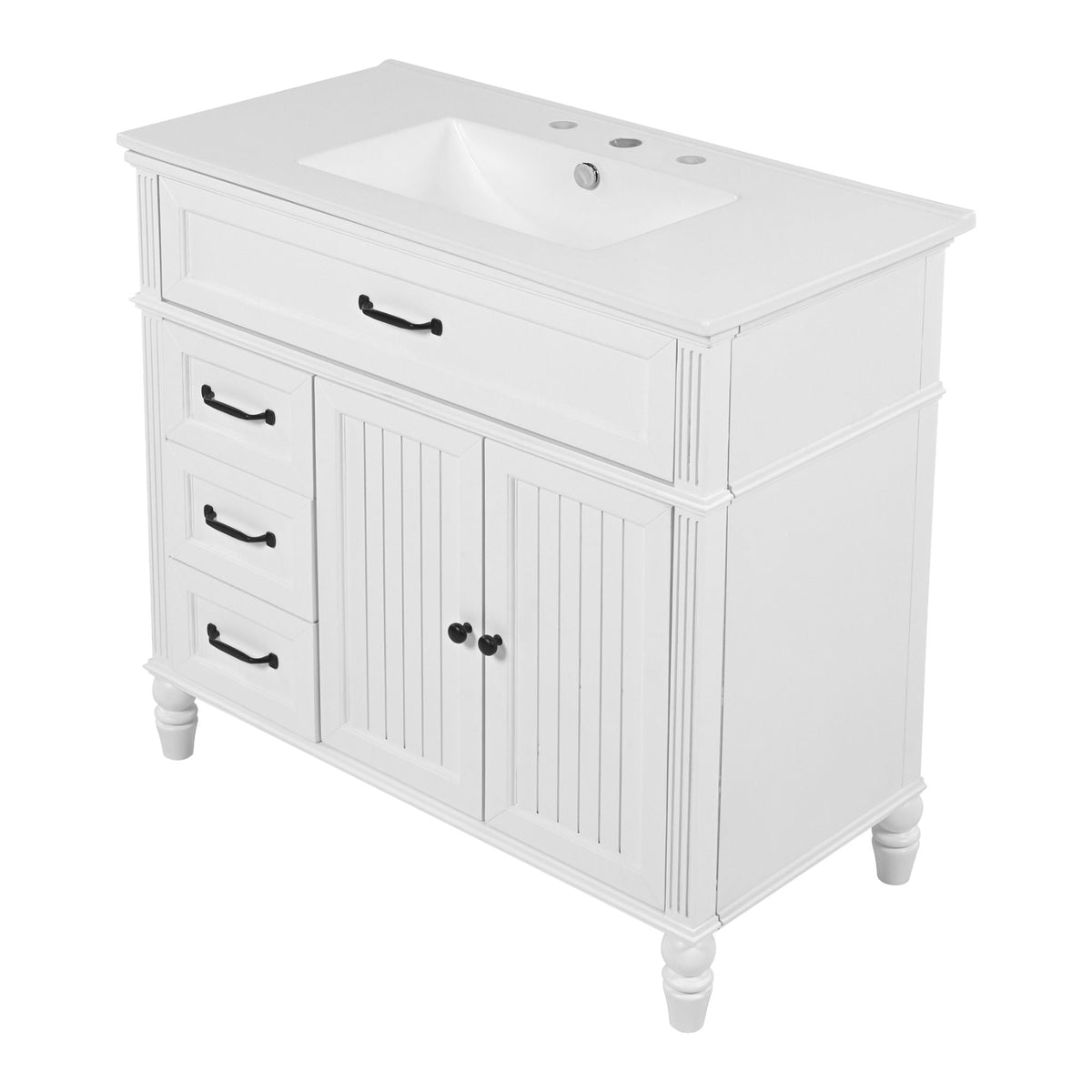 Bathroom Vanity With Sink, 2 Doors 2 Drawers, Freestanding Design, photo 25 of 40