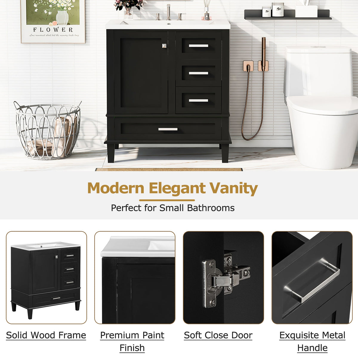 30" Bathroom Vanity with Sink Combo Set, photo 4 of 10