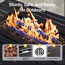 Outdoor 2 In 1 Gas Fire Pit Table With Lid & Glass Shield, Stainless Burner, Lava Rock, Rectangular Design - Black by HouseOfZazla
