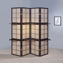 4 Panel Folding Screen With Shelves - Brown by HouseOfZazla