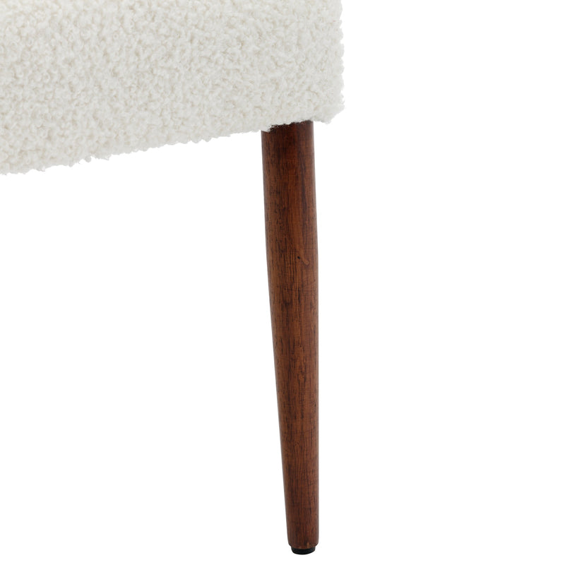 Accent Chairs Set of 2, Boucle Chairs with Solid Woood, Upholstered Dining Chairs for Living Room, Kitchen, Bedroom, Beauty Room,Dining room-Cream