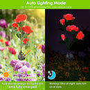 2Pcs Solar Powered Lights Outdoor Rose Flower LED Decorative Lamp Water Resistant Pathway Stake Lights For Garden Patio Yard Walkway