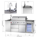 Outdoor Kitchen Island 82.5 Inch 6-Burner Propane Gas BBQ Grill by HouseOfZazla