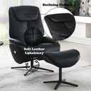 Labotina Top Grain Leather Accent Chair With Swivel & Ottoman - Black by HouseOfZazla