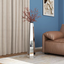 Handmade Silver Glass Floor Vase with Mirrors and MDF, 29.92 Inches Tall