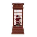 Christmas Lighted Water Spinning Phone Booth With Santa On Phone, 3*AA Batteries Required - White / Red