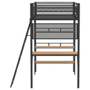 William - Twin Loft Bed 3 Shelf With Built In Desk - Matte Black by HouseOfZazla