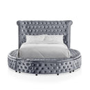 Glam Button Tufted Wingback Round Bed With Storage And USB Ports by Unique Piece Furniture