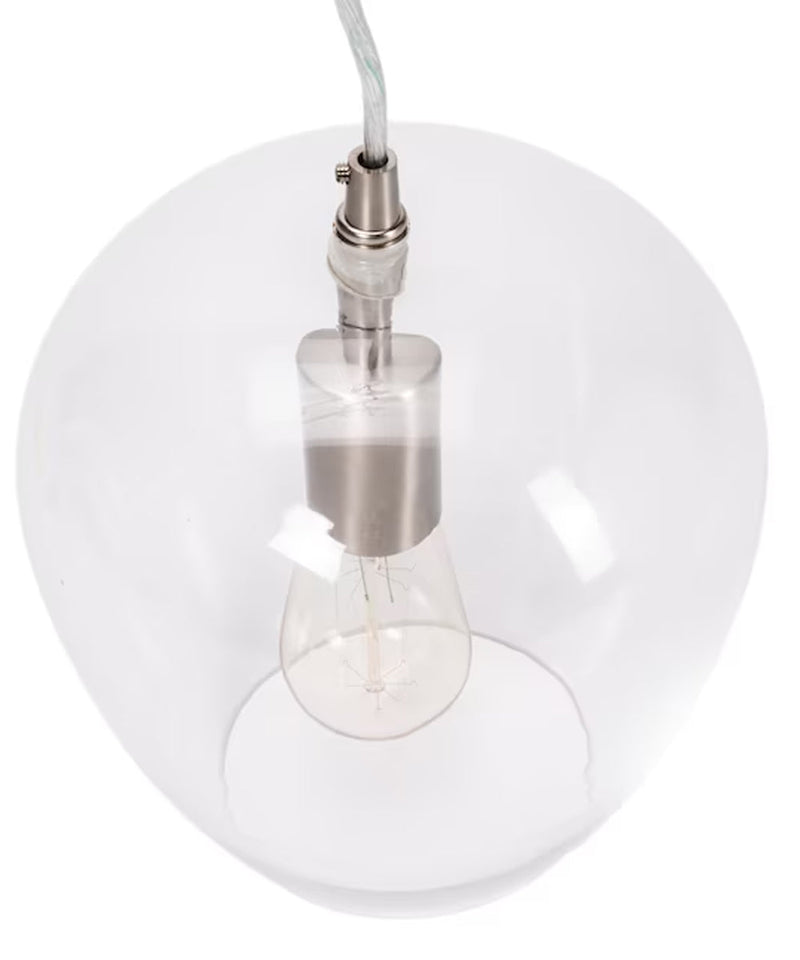 Allen + Roth 8"W 1-Light Bell Mini Pendant Light Fixture by Kichler Brushed Nickel with Clear Glass Shade Finish