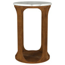 Eaton - Round Side Table - Brown / White by HouseOfZazla