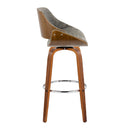 Fabrizzi - Mid Century Modern Fixed Height Barstool With Swivel With Round Footrest (Set of 2) by HouseOfZazla