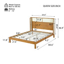 Premium Rubber Wood Platform Queen Bed Frame with Headboard by HouseOfZazla