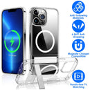 Magnetic Metal Kickstand Clear Case Shockproof Anti Yellowing Phone Cover Compatible with Magsafe Fit for IOS Phone 13 Pro Max