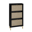 Modern Rattan 3 Door Shoe Rack Cabinet For Entryway by Unique Piece Furniture