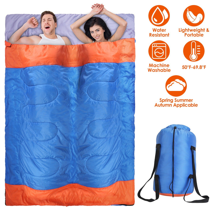 2 People Sleeping Bag for Adult Kids Lightweight Water Resistant Camping Cotton Liner Cold Warm Weather Indoor Outdoor Use 3 Season with Sack for Spri, photo 2 of 8