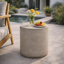 Outdoor Lightweight Concrete Side Table, Light Gray