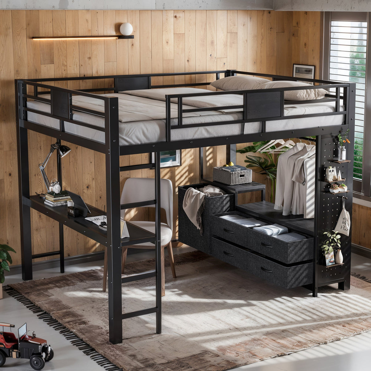 Queen Size Loft Bed with Desk & Shelves, photo 3 of 10