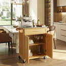 Indoor Compact Bamboo Rolling Kitchen Cart with Stainless Steel Top by HouseOfZazla