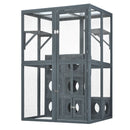 Outdoor Cat House With Shelves And Weather Protection, Removable Wood Boxes - Gray by HouseOfZazla