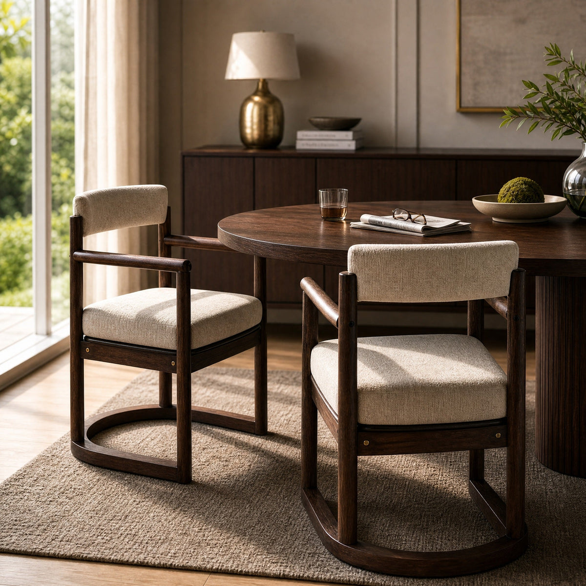 2 Pack Rubberwood Dining Arm Chairs, photo 2 of 10