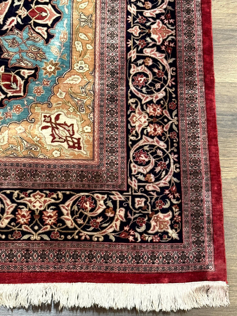 Magnificent Persian Qum Silk Rug 3x5, Exceptionally Fine 780 KPSI, Signed, Rare