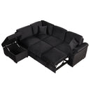 87.4" Sleeper Sofa Bed,2 in 1 Pull Out sofa bed L Shape Couch with Storage Ottoman for Living Room,Bedroom Couch and Small Apartment, Black