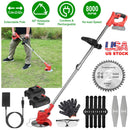 Electric Cordless Grass Trimmer Rechargeable Lawn Mower Weed Cutter with 2 Alloy Saw Blades 2 Alloy Blades 10 Plastic Blades 2 Rechargeable Batteries