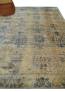 7.6x9x10 Charcoal and Gold Modern Ikat Design Handmade Art Silk Area Rug by The Rug Decor