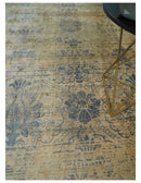 7.6x9x10 Charcoal and Gold Modern Ikat Design Handmade Art Silk Area Rug by The Rug Decor