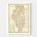 Vintage Map of Illinois 1855
