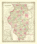 Vintage Map of Illinois 1855