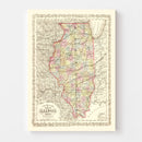 Vintage Map of Illinois 1857