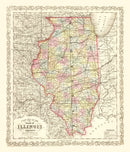 Vintage Map of Illinois 1857