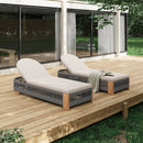 Outdoor Acacia Wood Patio Adjustable Lounge Chair Set of 2 by HouseOfZazla