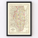 Vintage Map of Illinois 1857