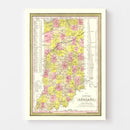Vintage Map of Indiana 1847