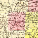 Vintage Map of Indiana 1847