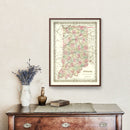 Vintage Map of Indiana 1855