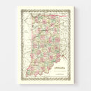 Vintage Map of Indiana 1855
