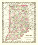 Vintage Map of Indiana 1855