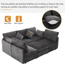 85.4' Sectional Sofa Modular Sofa U-shaped Sofa Couch Sofa Bed L-shaped Sofa with a Movable Ottoman and Two USB Ports for Living Room, Black
