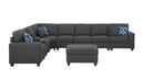 Hannah - Sectional Sofa With Ottoman - Dark Gray by HouseOfZazla