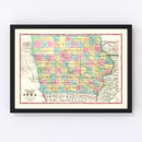 Vintage Map of Iowa 1855